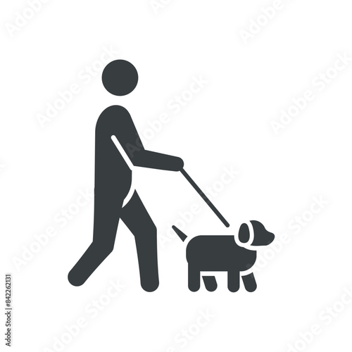 man walking dog mascot pictogram