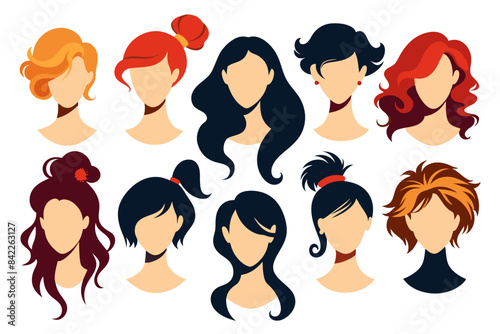 woman hair silhouettes vector illustration