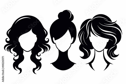 woman hair silhouettes vector illustration