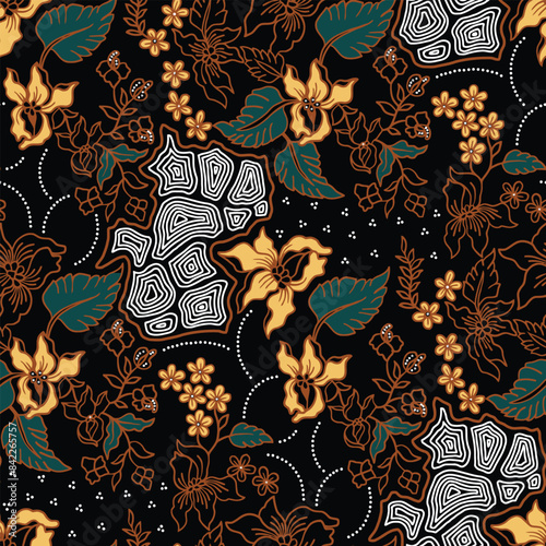 floral batik motifs, Indonesian batik for printing and other needs
