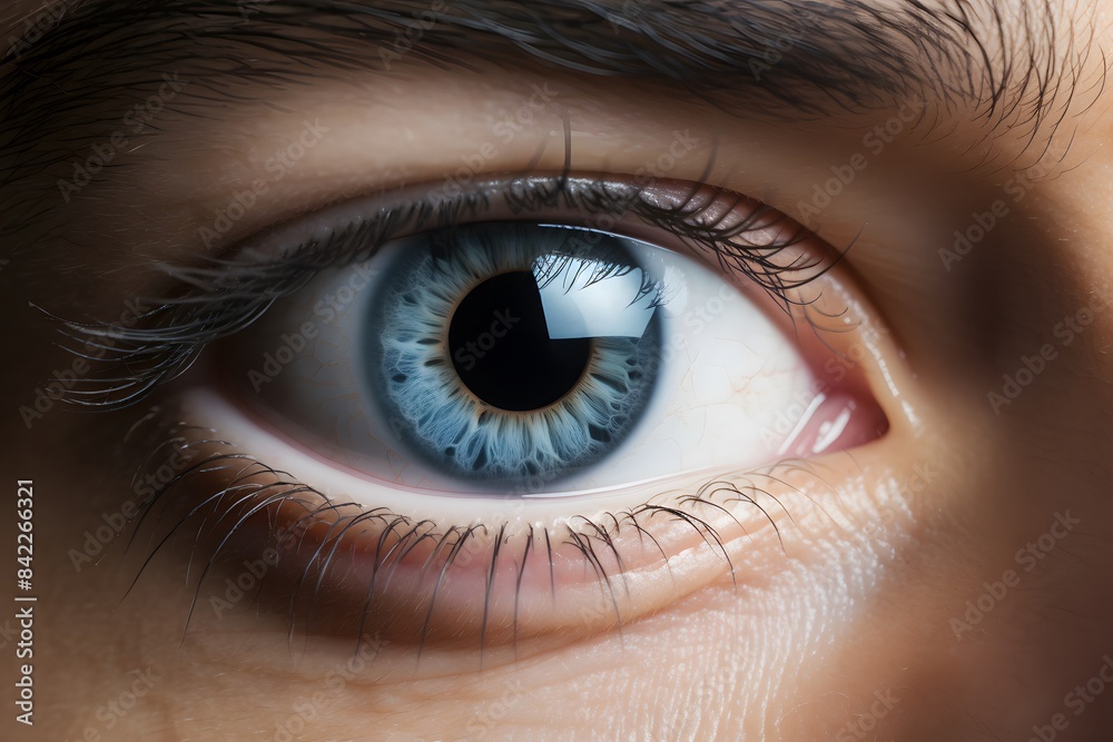 Fototapeta premium Close-up, female blue eye (can be used in various applications)