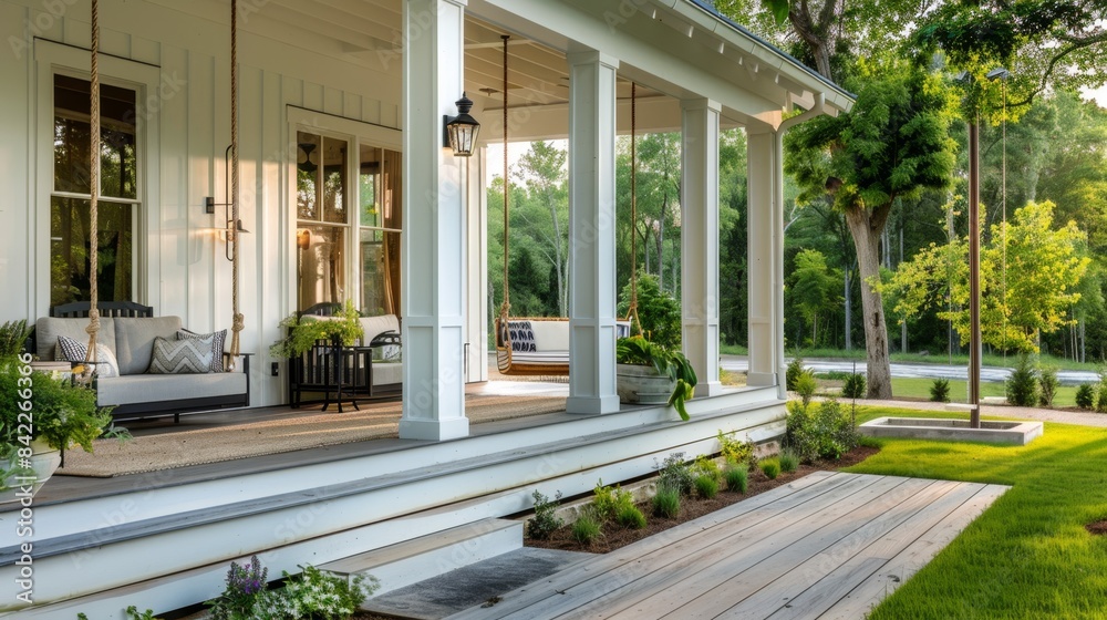 Cozy Home Retreat: Front Porch Swing for Relaxation and Outdoor Enjoyment Cozy Home Retreat: Front Porch Swing for Relaxation and Outdoor Enjoyment