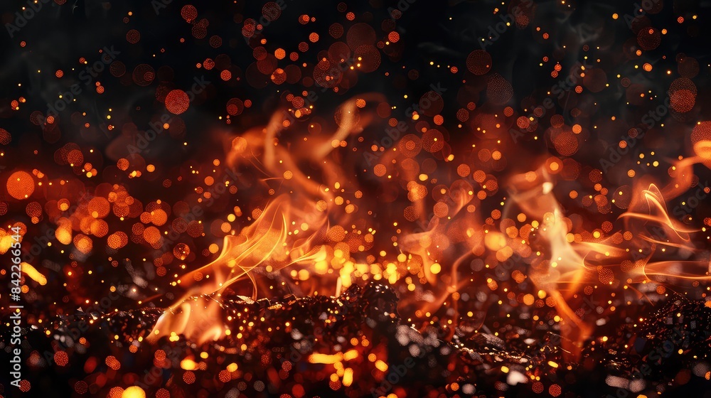 Fire embers particles over black background Fire embers particles over black background