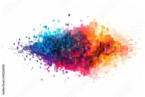 Colorful, gradient-style digital pixel art for modern design. Generative Ai