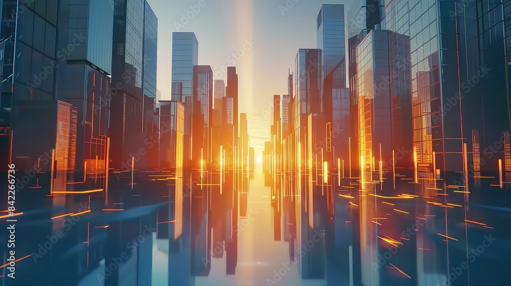 Picture of modern skyscrapers of a smart city Picture of modern skyscrapers of a smart city