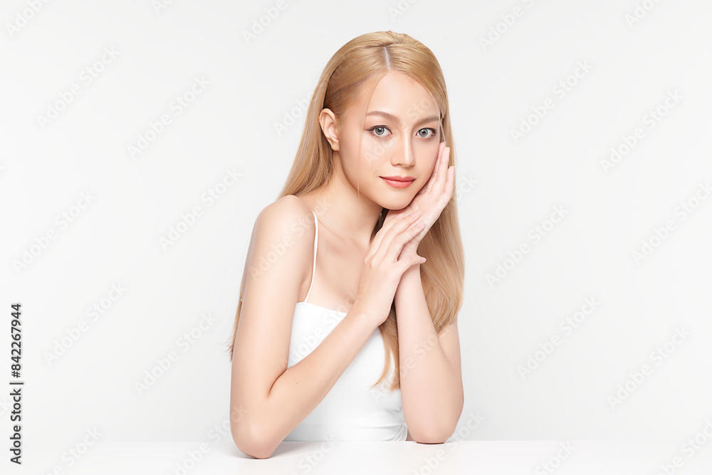 Beautiful young asian woman with clean fresh skin on white background, Face care, Facial treatment, Cosmetology, beauty and spa, Asian women portrait. Beautiful young asian woman with clean fresh skin on white background, Face care, Facial treatment, Cosmetology, beauty and spa, Asian women portrait.