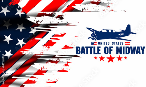 Battle of Midway vektor background , June 4-6, 1942 . a historic naval battle between the United States and Japan during World War II. photo