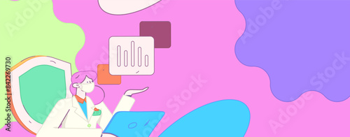 Business network security character flat vector concept operation hand drawn illustration
