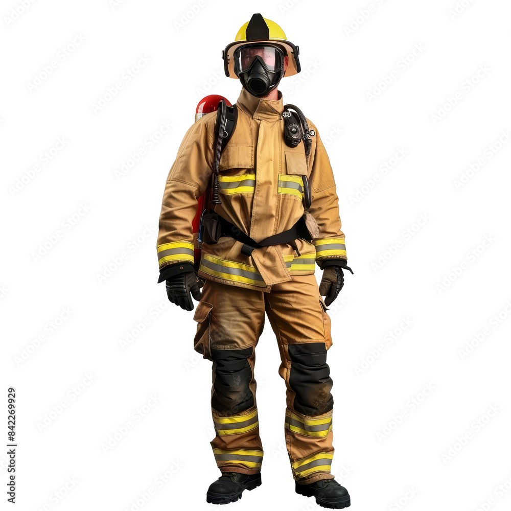 Firefighter in full gear with gas mask on transparent background clipart
Firefighter in full gear with gas mask on transparent background clipart