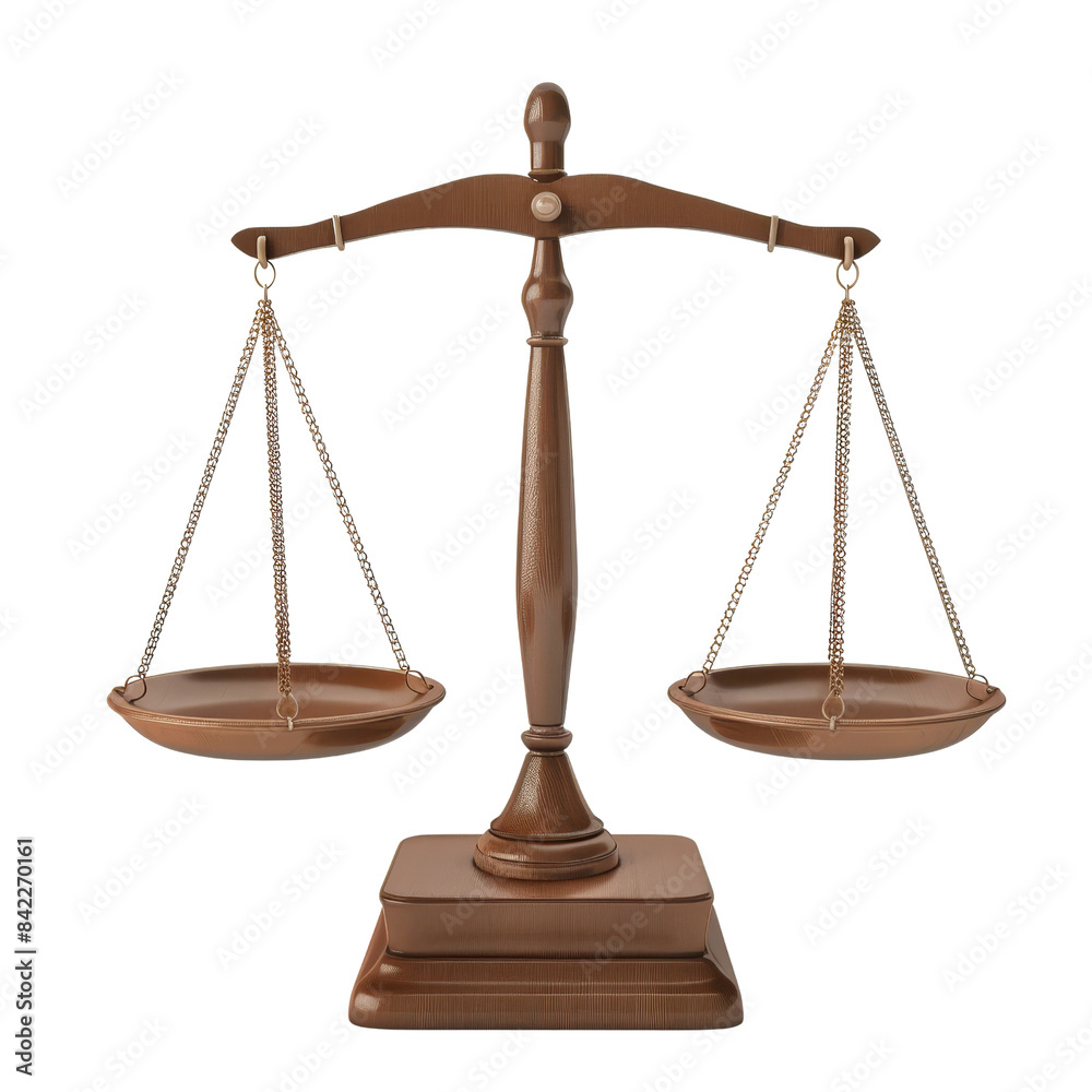 Bronze balance scale with two pans on transparent background clipart

