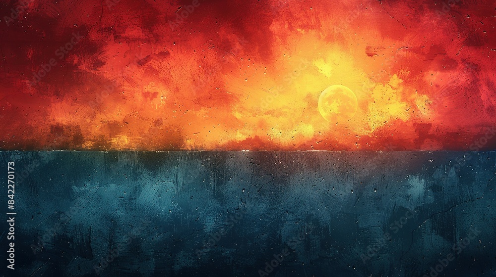 Naklejka premium Vintage Summer Vibes: Teal-Orange-Red-Blue Gradient Texture