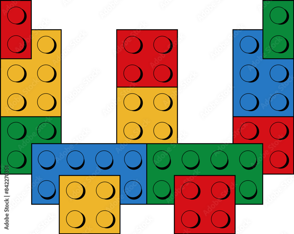 Building Brick Block Toy Letter Alphabet Vector Element W Building Brick Block Toy Letter Alphabet Vector Element W
