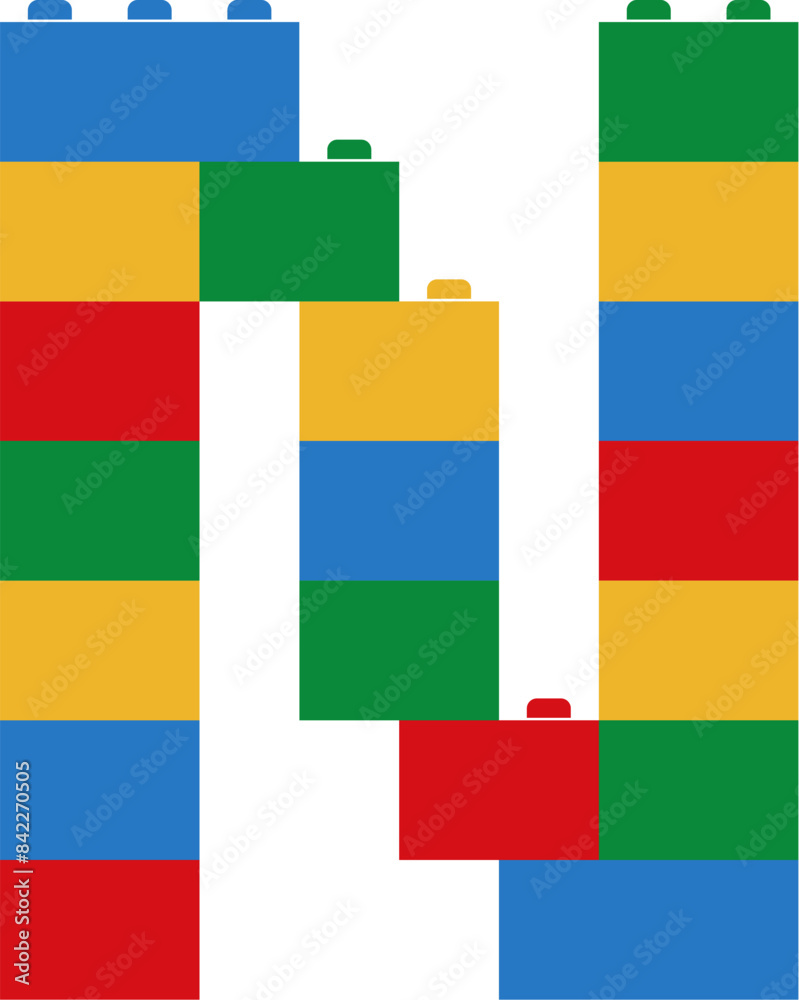 Fototapeta premium Block Toy Letter Alphabet Vector Element N