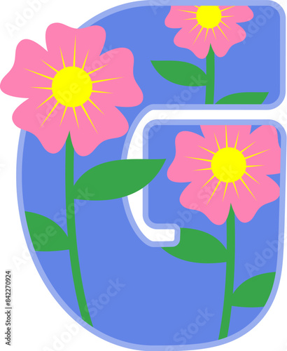 Colorful Cute Flower Letter Alphabet Vector Element G