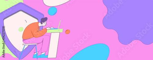 Business network security character flat vector concept operation hand drawn illustration
