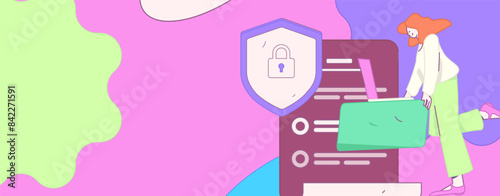 Business network security character flat vector concept operation hand drawn illustration
