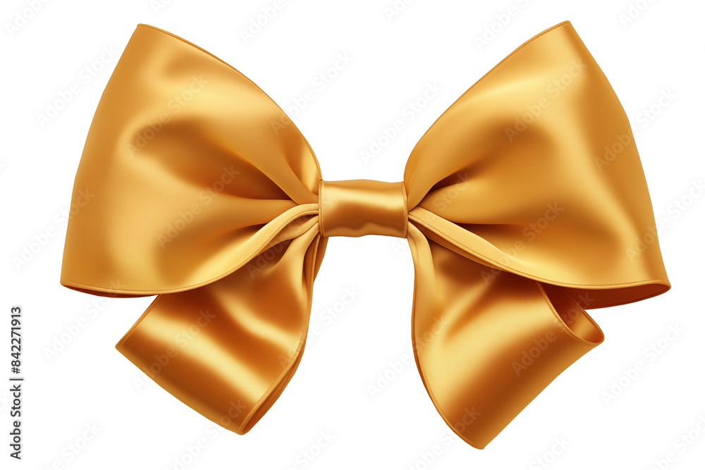 Golden satin ribbon on white background. bow and ribbon for Christmas gift, valentines day, birthday wrapping element Golden satin ribbon on white background. bow and ribbon for Christmas gift, valentines day, birthday wrapping element