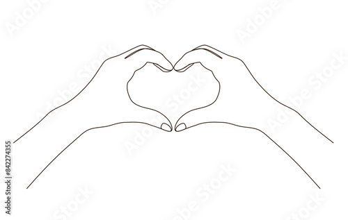 Line art of heart shaped hands love support togeher gesture family sign valentine