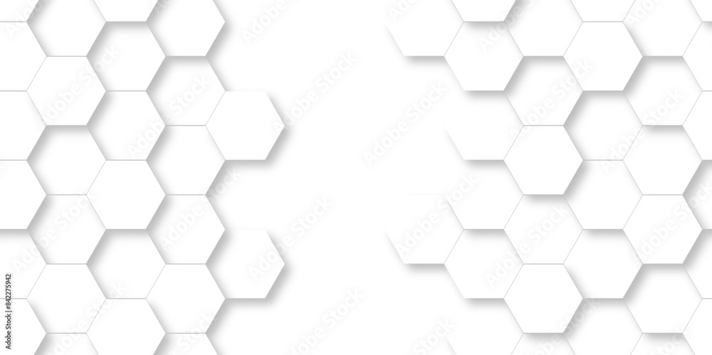 Abstract pattern with hexagon white and gray technology line paper background. Hexagon 3d vector grid tile and mosaic structure mess cell. white and gray hexagon honeycomb geometric copy space. Abstract pattern with hexagon white and gray technology line paper background. Hexagon 3d vector grid tile and mosaic structure mess cell. white and gray hexagon honeycomb geometric copy space.