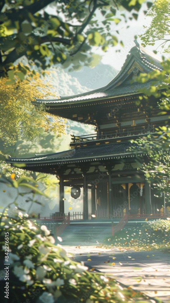 Temple Garden with Trees and Pagodas Temple Garden with Trees and Pagodas