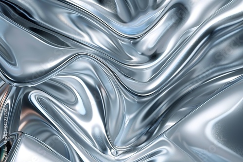 Background of abstract silver liquid metal. Generative Ai
