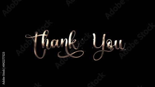 Thank you text Animation in golden color with particles effect on the black screen alpha channel.
Suitable for Celebrations, Wishes, Events, Messages, holidays and festivals.