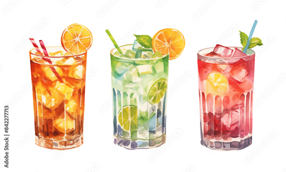 Vector illustration of summer drinks Vector illustration of summer drinks