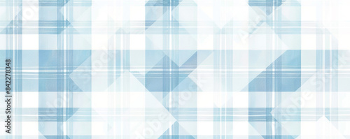 Seamless plaid check pattern geometric background in crisp white and sky blue
