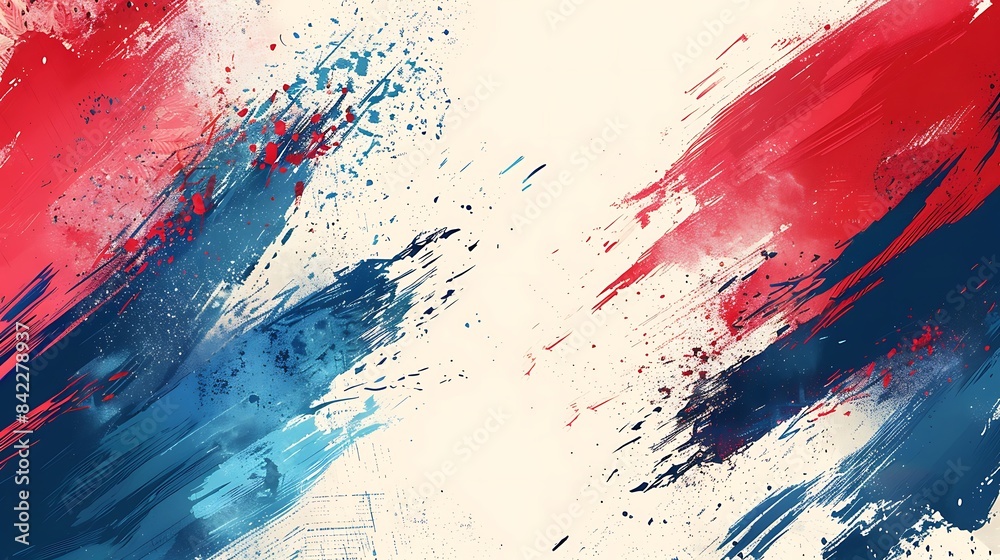 A dynamic abstract background in blue, red, and white tones, incorporating halftone brush effects. Vector illustration A dynamic abstract background in blue, red, and white tones, incorporating halftone brush effects. Vector illustration