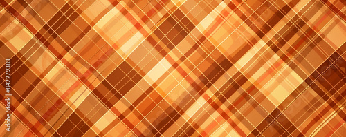 Seamless plaid check pattern geometric background in warm orange and brown tones