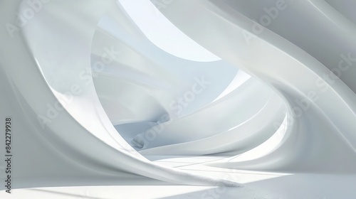 Modern white room background rectangular twist decorate, 3d rendering