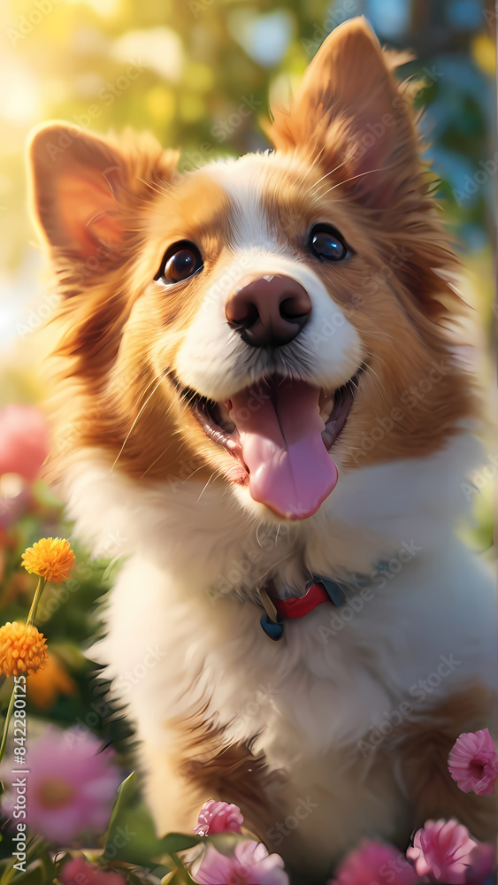 dog and flowers dog and flowers