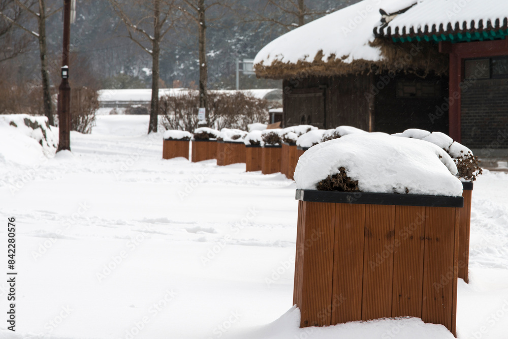 custom made wallpaper toronto digitalsnow-covered walkway in the folk village
