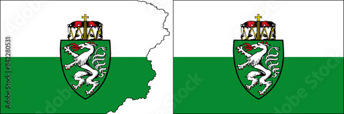 Styria flags vector. Standard flag and with torn edges