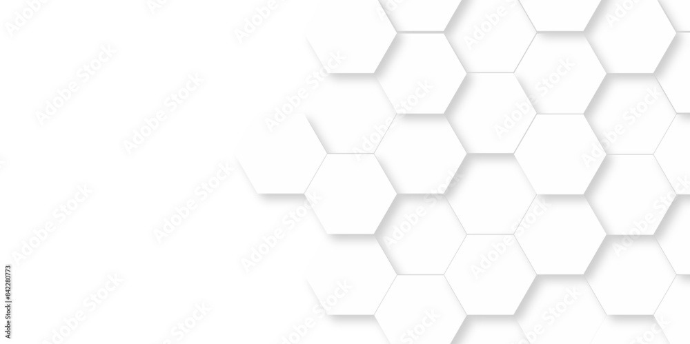 Abstract pattern with hexagonal white and gray technology line paper background. Hexagonal 3d vector grid tile and mosaic structure mess cell. white and gray hexagon honeycomb geometric copy space. Abstract pattern with hexagonal white and gray technology line paper background. Hexagonal 3d vector grid tile and mosaic structure mess cell. white and gray hexagon honeycomb geometric copy space.