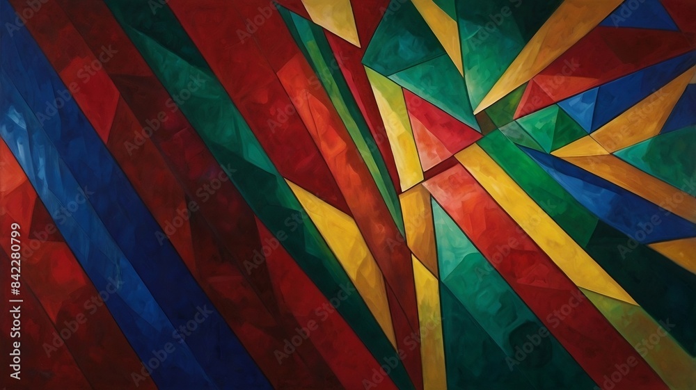 Fototapeta premium Abstract Geometric Art with Vibrant Colors and Dynamic Patterns, Made By AI