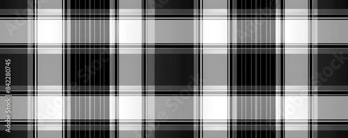 Seamless plaid check pattern geometric background in classic black and white