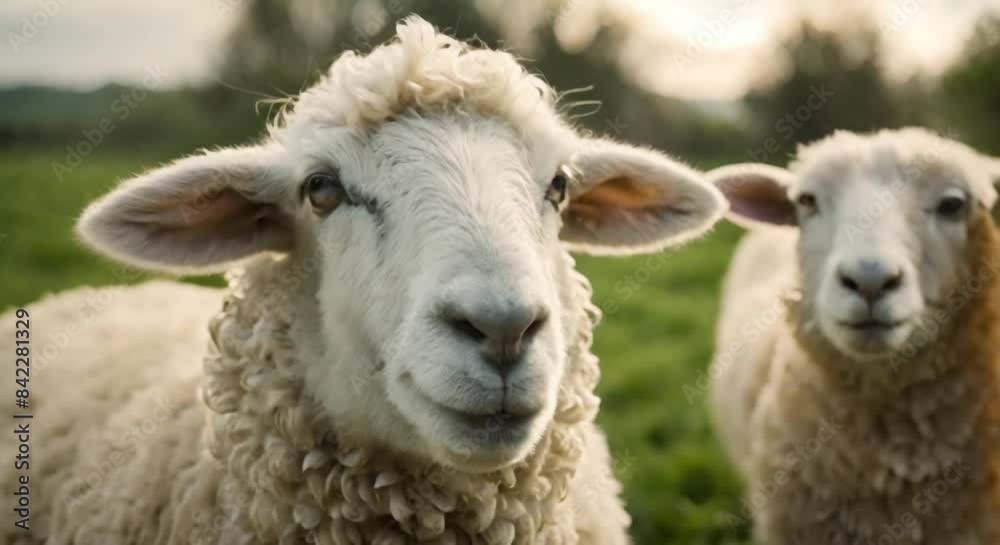 Organic Farming Delight: Sheep Enjoying the Fields Organic Farming Delight: Sheep Enjoying the Fields