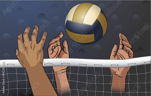 illustration of closed up volley ball match