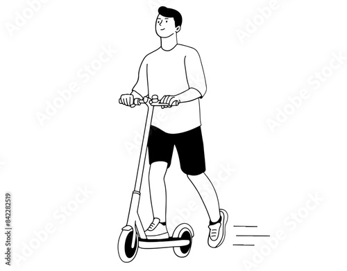Man riding scooter during car free day