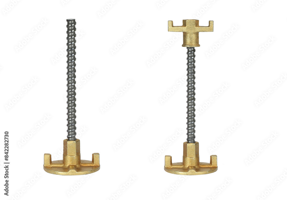Scaffolding Jack Base or Adjustable Screw Jack Base on white Scaffolding Jack Base or Adjustable Screw Jack Base on white