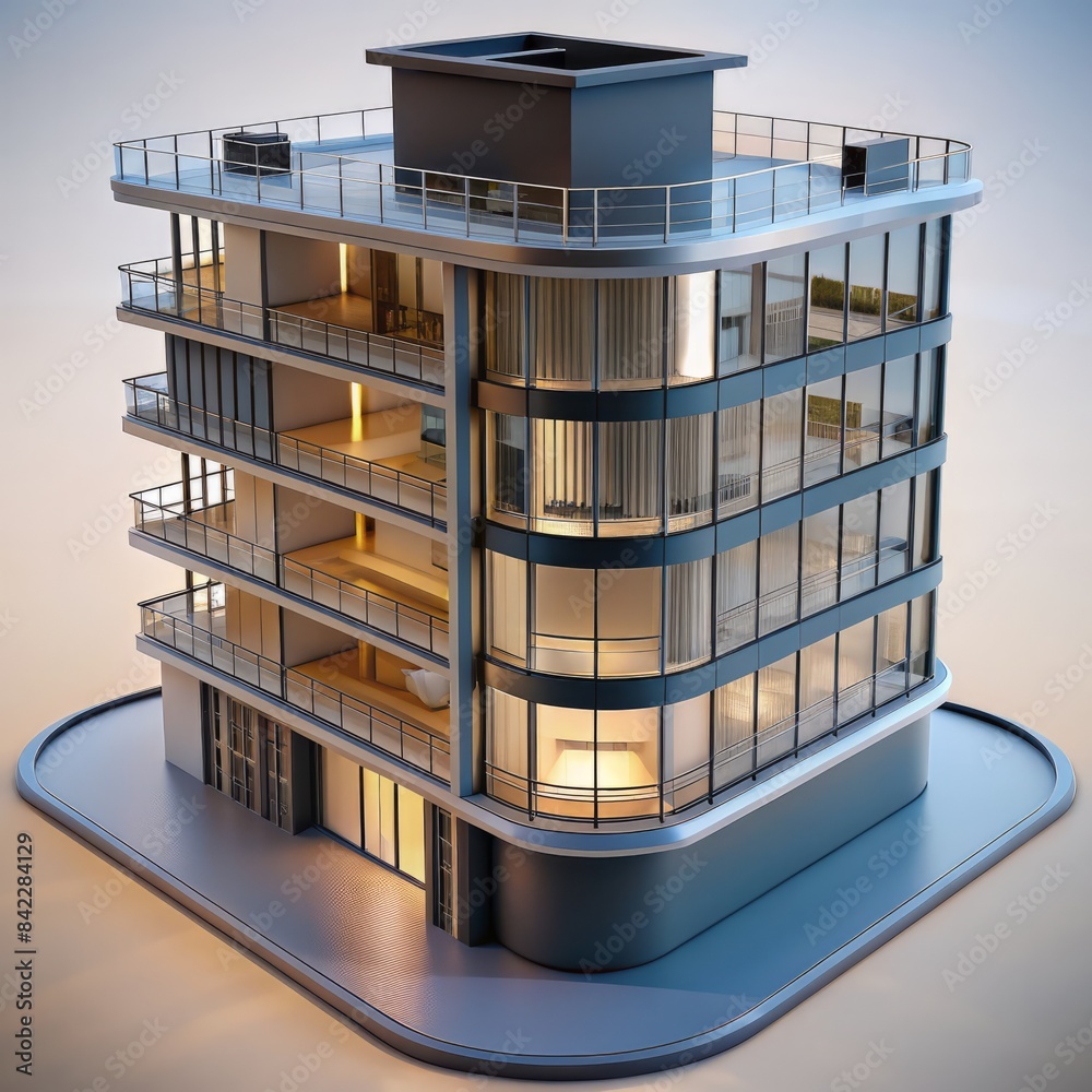 3D Render of a high-rise city penthouse, on isolated white background, Generative AI 3D Render of a high-rise city penthouse, on isolated white background, Generative AI