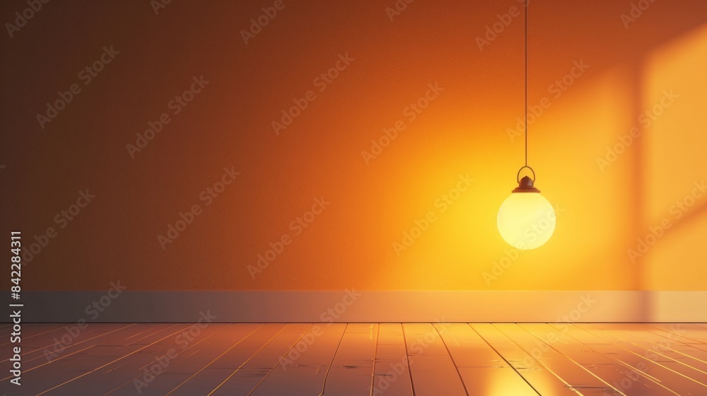 Single Light Bulb Illuminating An Empty Room Single Light Bulb Illuminating An Empty Room