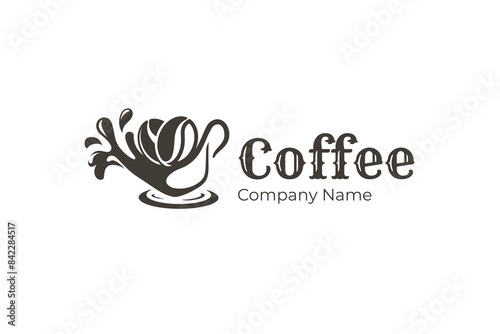 Brown coffee cup vintage logo with a mug for coffee shops, cafes, barista services, or beverage businesses looking for a modern Logo design