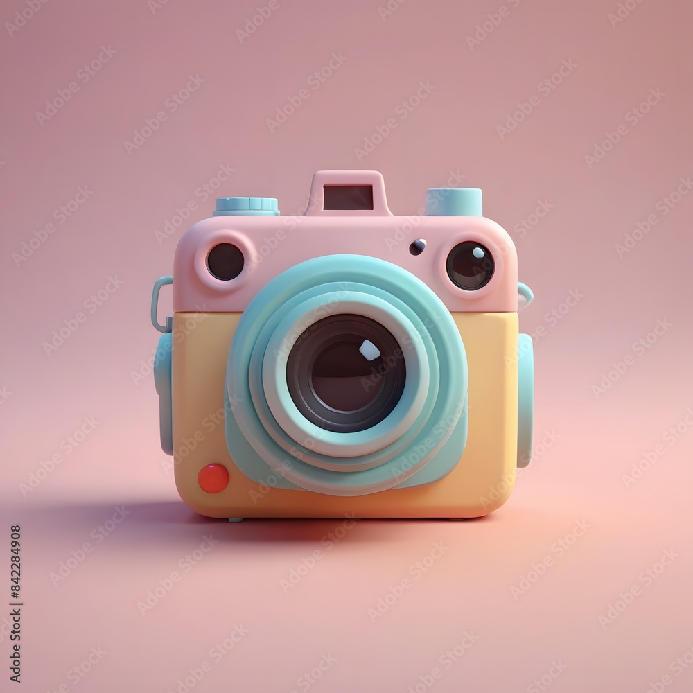 Fototapeta premium a close up of a camera with a pink and blue background
