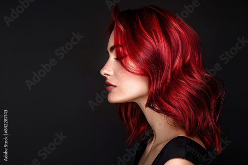 A woman with red hair and red lipstick