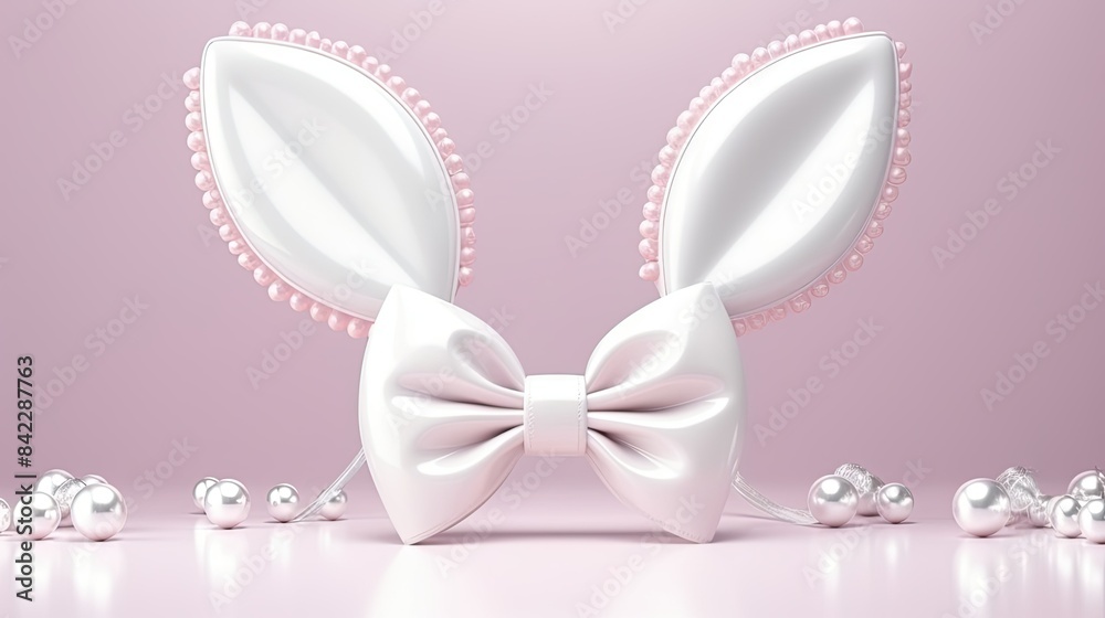 easter bunny ears white eggs on isolated pastel background with copyspace easter bunny ears white eggs on isolated pastel background with copyspace