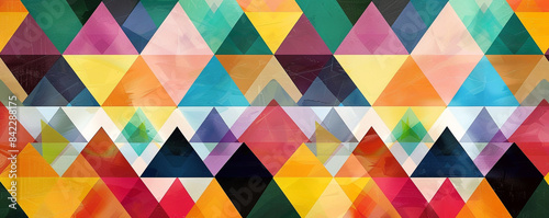 Symmetrical multicolored triangle pattern.