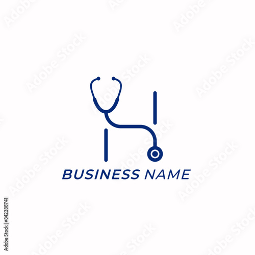logo design combine stethoscope and letter H
