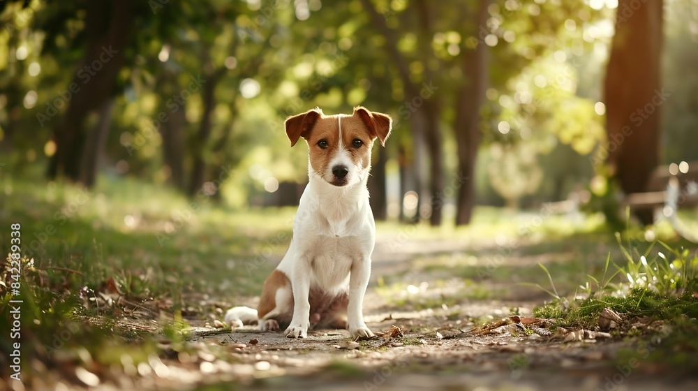 portrait of Jack Russell Terrier dog summer in the park : Generative AI portrait of Jack Russell Terrier dog summer in the park : Generative AI